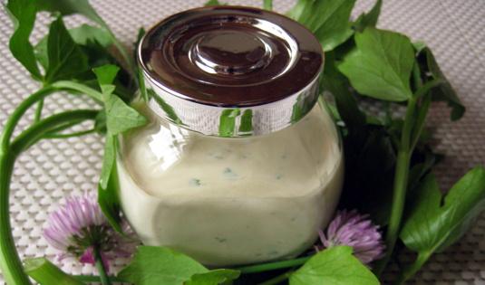 Kalte Kräutersauce mit Tofu