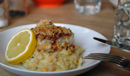 Kartoffelpüree mit Kichererbsen